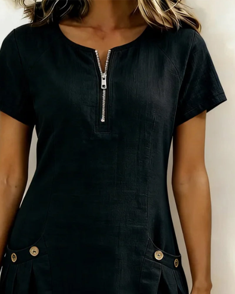 Claudia | Vestido de algodón con cremallera