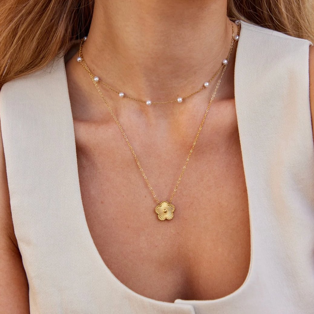Silvia | Collar atemporal dorados con ojos de perla
